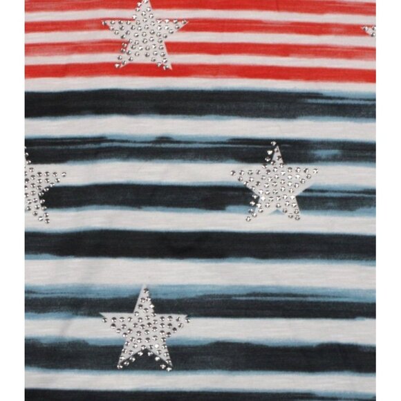 NWT Thomas & Olivia Womens V-Neck Striped Star Studded Short Sleeve T-Shirt XL - Picture 2 of 10